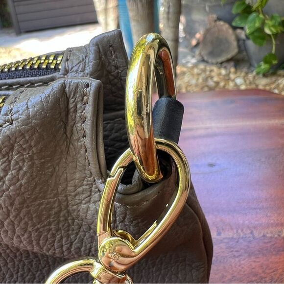 VALENTINA Vachetta Italian Small Leather Bag  Taupe Gold Hardware - Picture 8 of 15